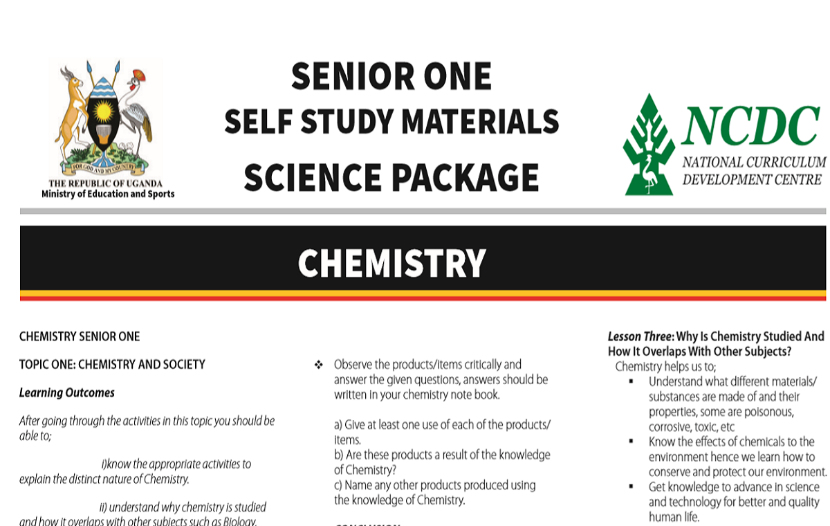 MINISTRY OF EDUCATION AND SPORTS/NCDC, SENIOR ONE SELF STUDY MATERIALS SCIENCE PACKAGE 1