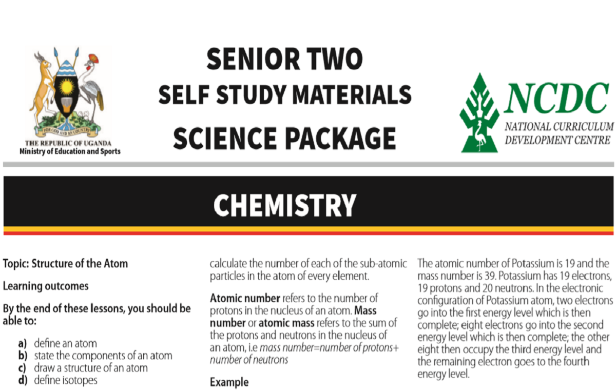 MINISTRY OF EDUCATION AND SPORTS/NCDC, SENIOR TWO SELF STUDY MATERIALS SCIENCE PACKAGE 1