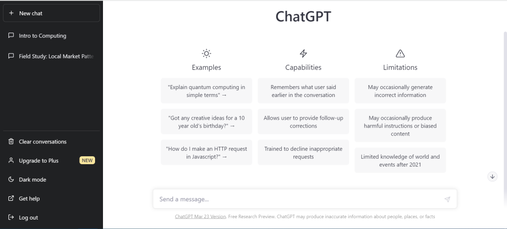 ChatGPT interface 
